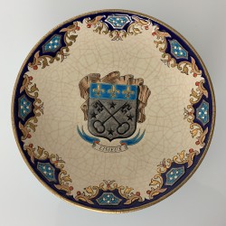 Assiette Creuse décorative EMaux de Longwy Blason ville de Lisieux