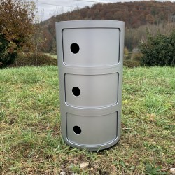 Chevet 3 tiroirs Kartell Componibili gris métal