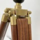 Pied de lampe tripode style geomètre vintage bois exotique et bronze ou laiton