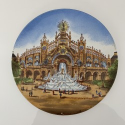 Assiette en céramique polychrome Exposition universelle Palais électricité