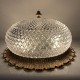 Plafonnier ancien Métal doré et globe verre decor de pointes diamant LIMBURG