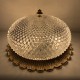 Plafonnier ancien Métal doré et globe verre decor de pointes diamant LIMBURG