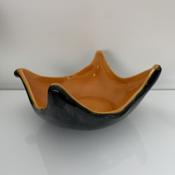 Coupe mouchoir céramique vintage bicolore forme libre orange noir DLG Elchinger