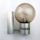 Paire d’appliques en aluminium globe verre bullé fumé vintage space age