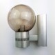 Paire d’appliques en aluminium globe verre bullé fumé vintage space age