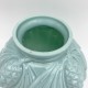 Vase boule Art Deco opaline milk glass vert décor pomme de pin