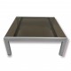 Table basse vintage acier chromé et verre fumé