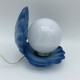 Lampe ceramique coquillage ouvert bleu mat vintage perle veilleuse shell lampe