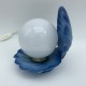 Lampe ceramique coquillage ouvert bleu mat vintage perle veilleuse shell lampe