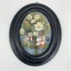 Cadre ovale vitre bombé contenant un bouquet de mariage Epoque Napoleon 3