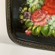Plateau russe en tole peinte decor de fleurs floral style Napoleon 3