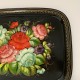 Plateau russe en tole peinte decor de fleurs floral style Napoleon 3