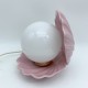Lampe ceramique coquillage ouvert bleu mat vintage perle veilleuse shell lampe