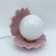 Lampe ceramique coquillage ouvert bleu mat vintage perle veilleuse shell lampe