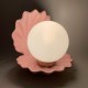 Lampe ceramique coquillage ouvert bleu mat vintage perle veilleuse shell lampe