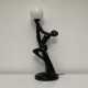 Lampe céramique noire style Art Deco femme nue globe