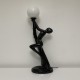 Lampe céramique noire style Art Deco femme nue globe