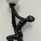 Lampe céramique noire style Art Deco femme nue globe