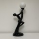 Lampe céramique noire style Art Deco femme nue globe