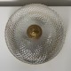 Plafonnier Métal doré globe verre decor de pointes diamant style Lucien Gau