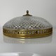Plafonnier Métal doré globe verre decor de pointes diamant style Lucien Gau