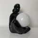 Lampe céramique noire design 1980 femme nue globe