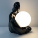 Lampe céramique noire design 1980 femme nue globe