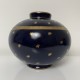 Vase boule bleu or porcelaine Limoges décor fleurettes et ruban Fontanille Marraud